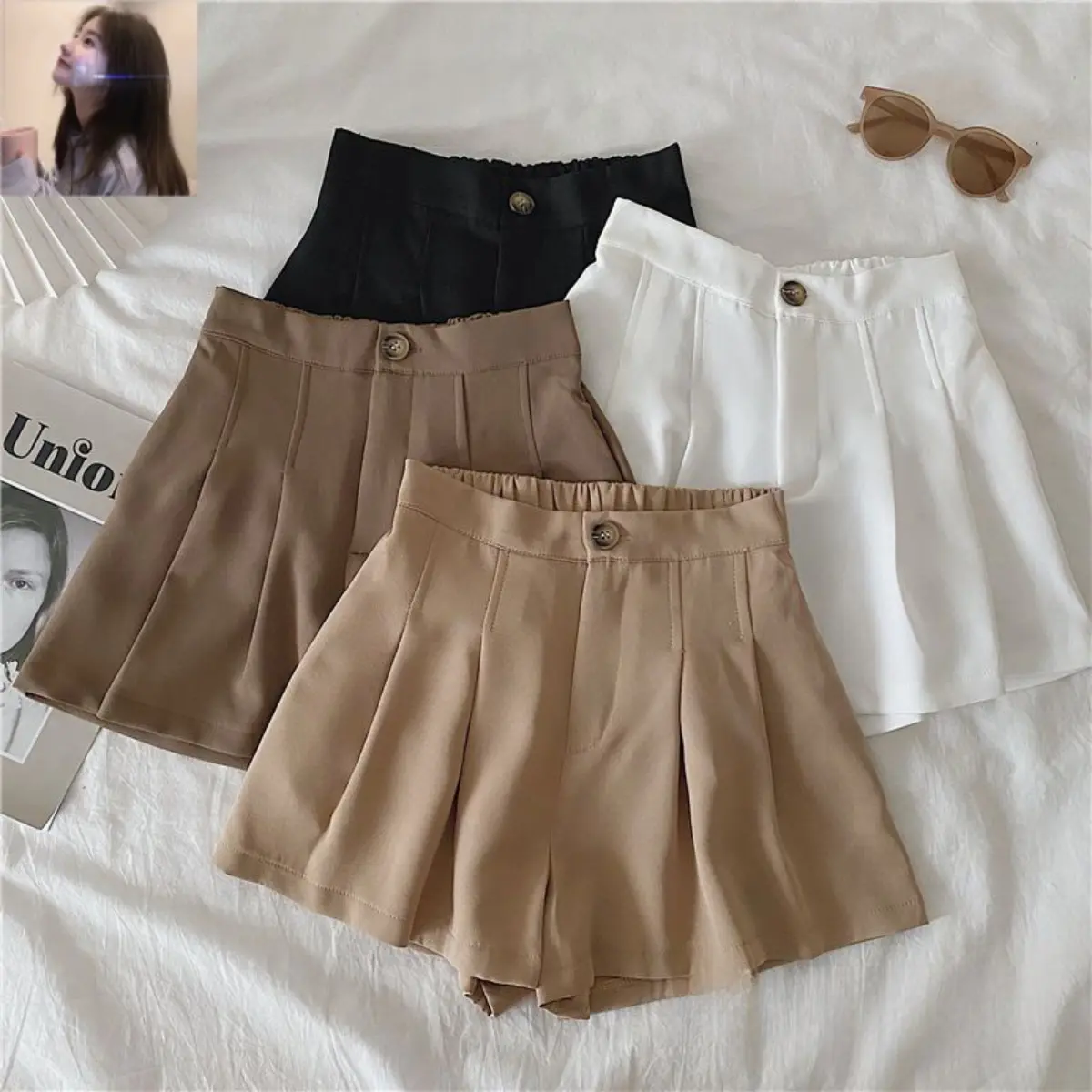 Fat Girl Wide Leg Pants in Stock 2024 Summer plus Size Plump Girls Pleated Shorts High Waist Outer Wear A-line Wide Leg Pants Small Casual Hot Pants