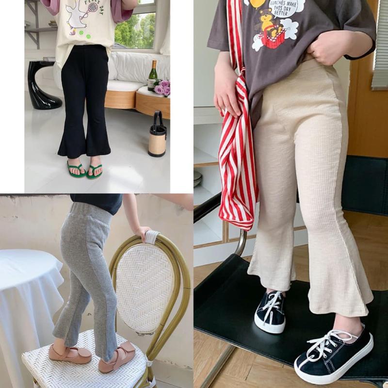 quần ống loe gân tăm cho bé gái 1-8 tuổi.
