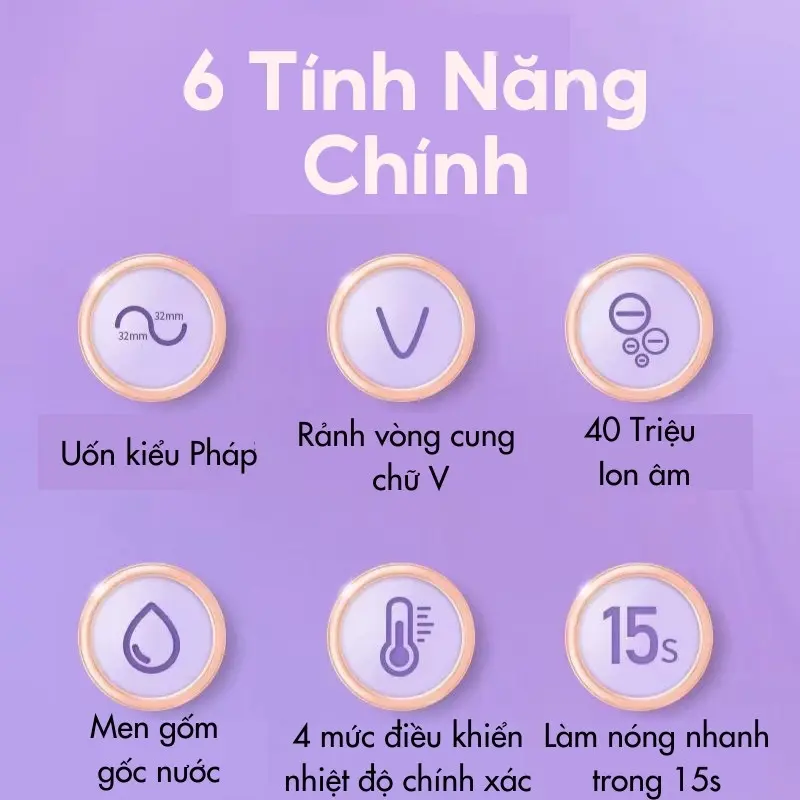 ￼Máy Uốn Tóc Xoăn Hippie 32mm Chất liệu gốm sứ cramic 2