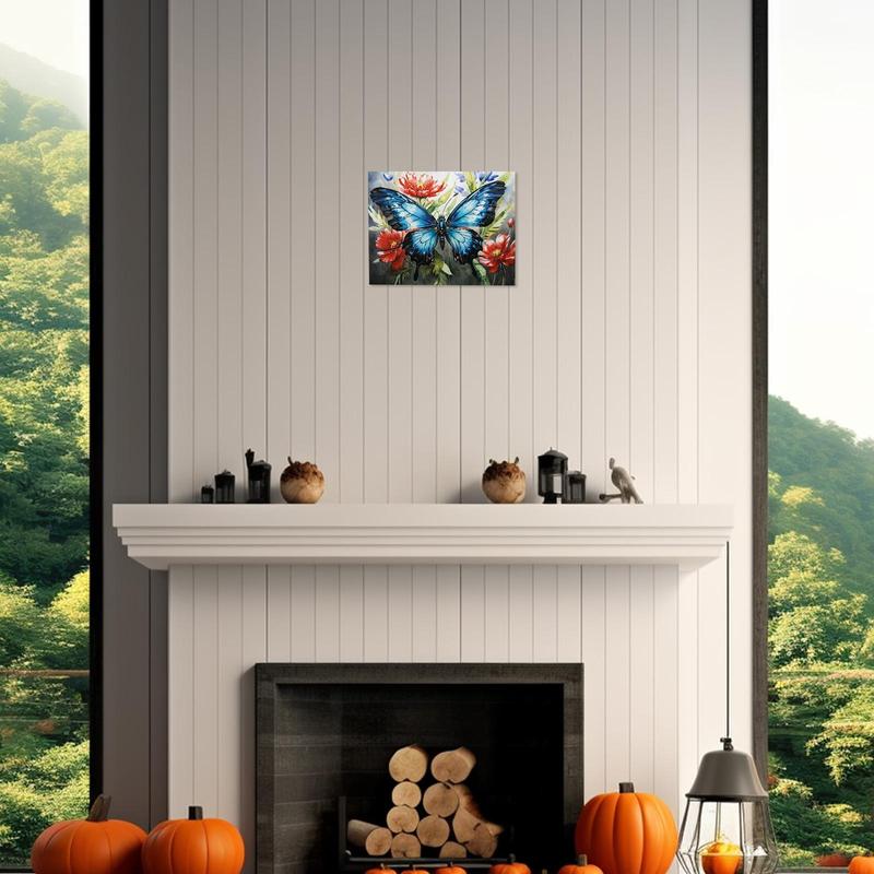Product Introduction of Butterfly & Flower Pattern DIY Painting By Numbers Kit, 1 Set DIY Paint By Numbers Kit, Wall Art Decoration for Home Living Room Bedroom 8
