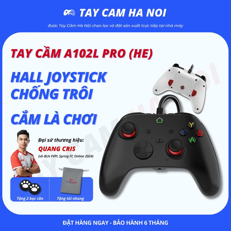 BH 6 tháng Tay cầm chơi game A102L PRO HE độ cần Hall Effect chống trôi phím Macro ghi hình dây liền dài 2m