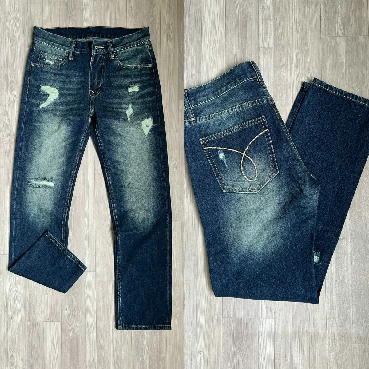 Quần Jean dòng suông nhẹ cotton không co giãn - k07