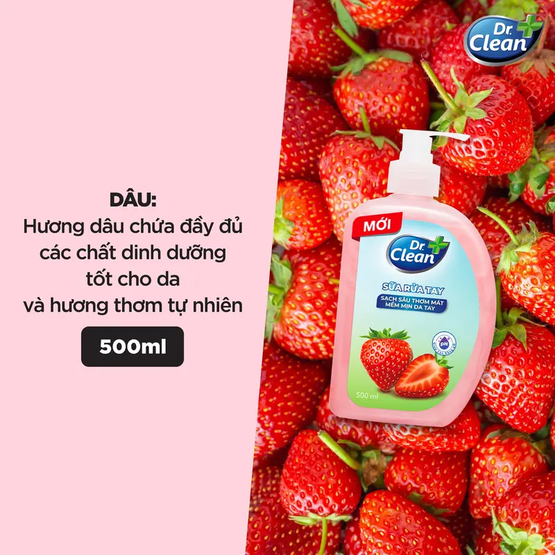 Combo đủ mùi 6 chai sữa rửa tay DrClean trái cây thanh mát, sạch khuẩn mềm dịu da tay 500ml 3