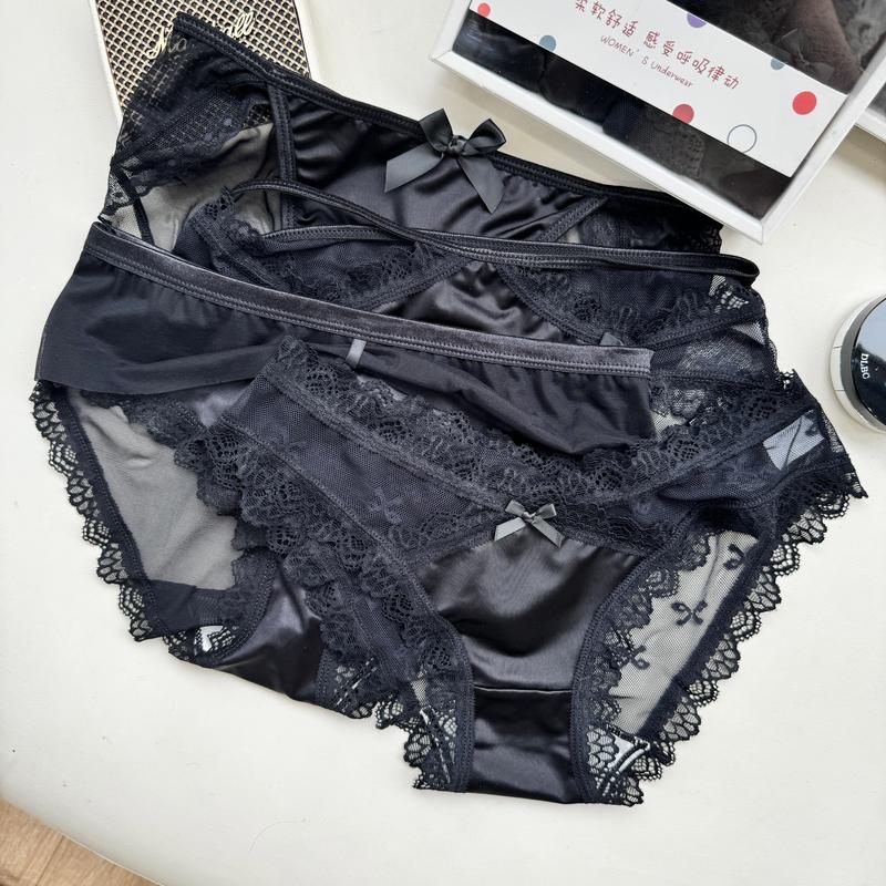 [Mã E92] Set 4 quần lót nữ ren cao cấp tone Đen full box Hot 2025 Cao Cấp Kem Women