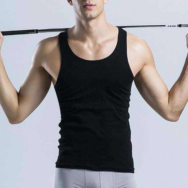 Áo Vest Thể Thao Mùa Hè, Dành Cho Nam Giới, Cổ Tròn, Không Tay, Dáng Ôm, Màu Trơn, Áo Ba Lỗ, Co Giãn, Áo Áo Chui Đầu, Thời Trang Đường Phố Gehirux Menswear Màu Đen 7