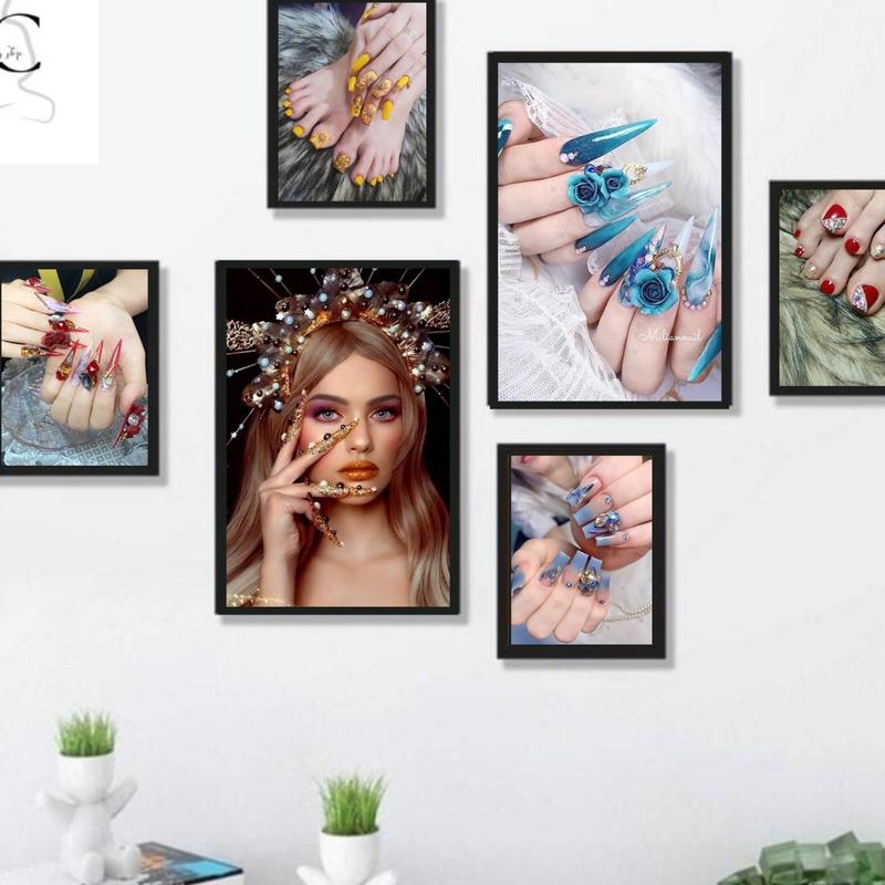  { 50 mẫu }  Bộ tranh 6 tấm decor tiệm  mi nail spa tóc phun xĂm - tranh fomex dán tường fomex 5ly decor tường  tranh dán tường tiệm nail 