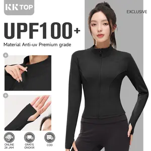 KKTOP Jaket Olahraga Wanita Anti-UV UPF100+, 210g, Slim Fit, Efek Dingin, Bernapas, S–3XL(J008)