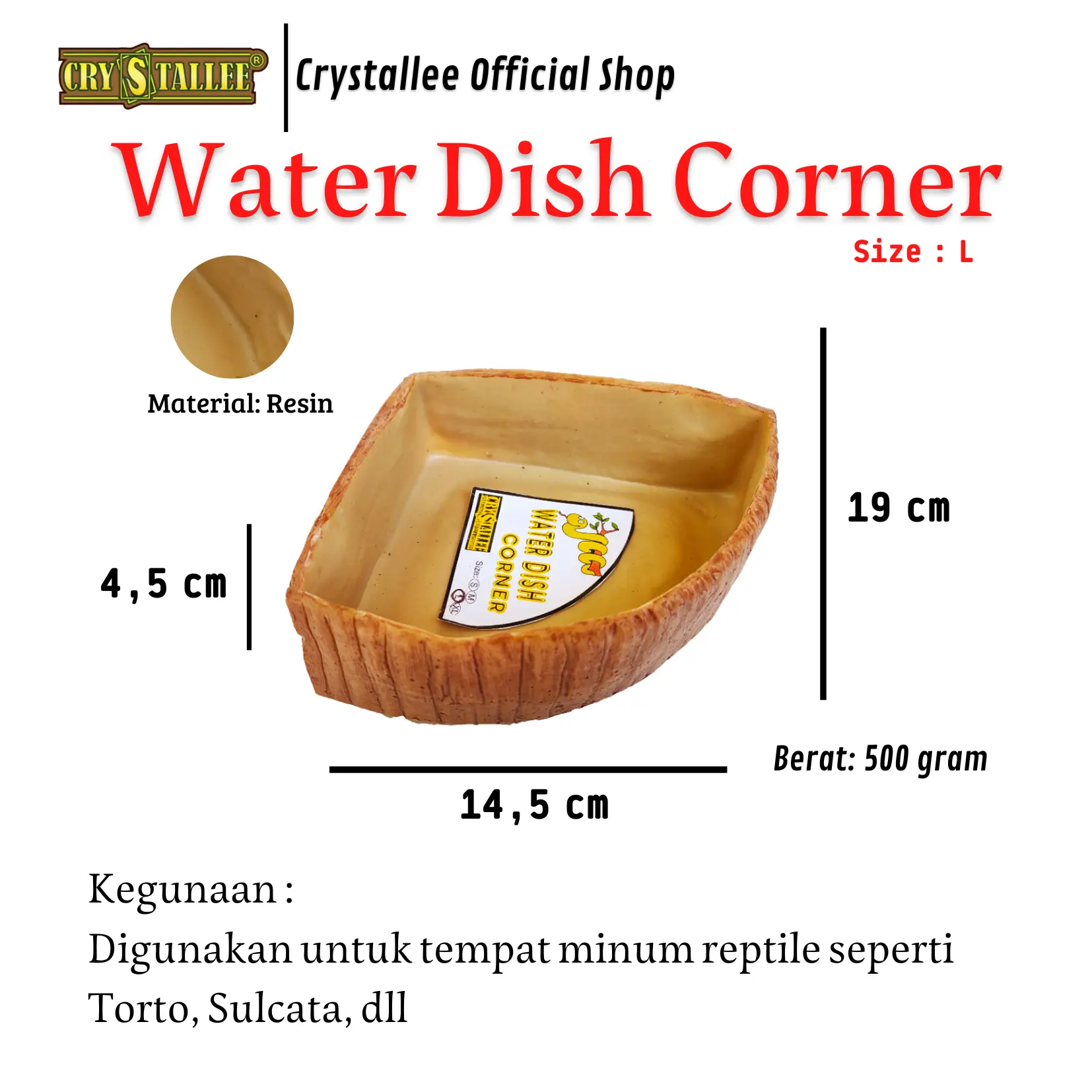 CRYSTALLEE TEMPAT MINUM REPTIL II WATER DISH CORNER