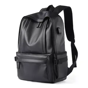 NEW ARRIVAL !!! Tas ransel Kulit Laptop Leather Backpack Tas Pria dan wanita Tas Punggung Kulit Kulit PU Polos Tas Punggung Laptop Tas Kantor Hitam