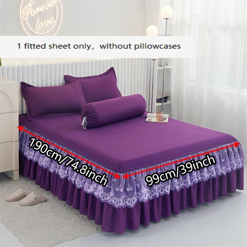 Solid Color Bed Skirt Without Pillowcase, Romantic Bed Skirt, Non-slip Bed Skirt for Bedroom & Guest Room, Bedding Supplies 8