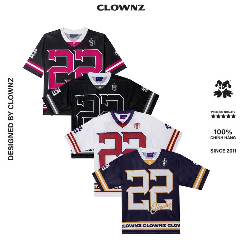 Áo phông ClownZ 22 Jersey T-shirt form rộng áo đẹp tay lỡ cổ tròn cotton cao cấp áo thun nam nữ unisex menswear đen trắng navy Top Sport Quần