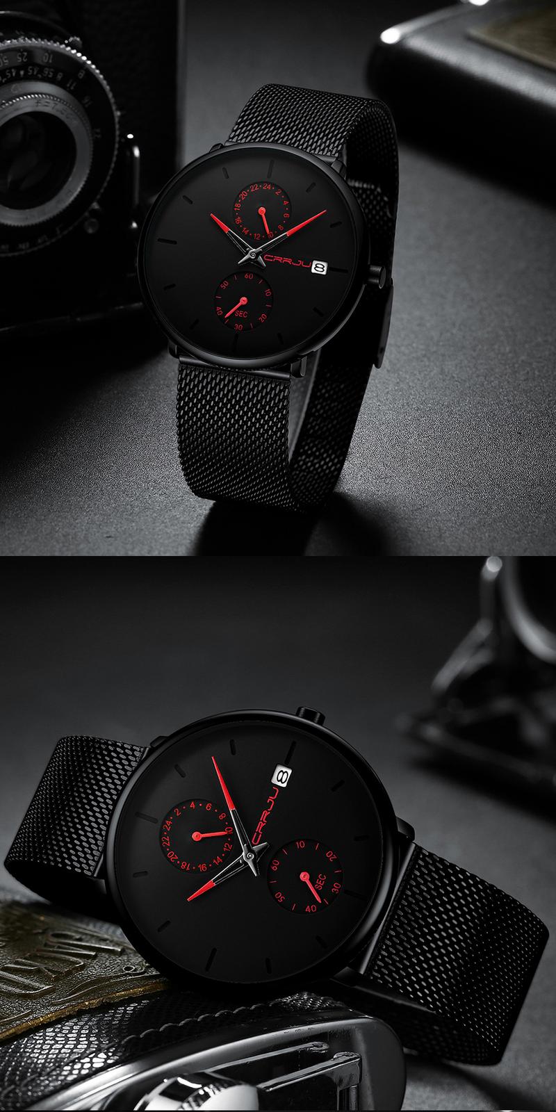 Product Introduction of Jam Tangan Pria CRRJU Casual Quartz Analog Mewah Anti Air + Strap Mesh Stainless Steel Jam Tangan Cowok 2265 Watch 40