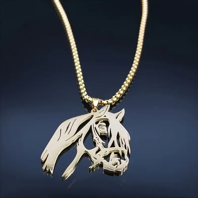 Unique Horse Head Pendant Necklace - Fashionable Stainless Steel Animal Chain Necklace Jewelry For Women And Men - Durable, Allergic, Waterproof Fashion Accessories 3