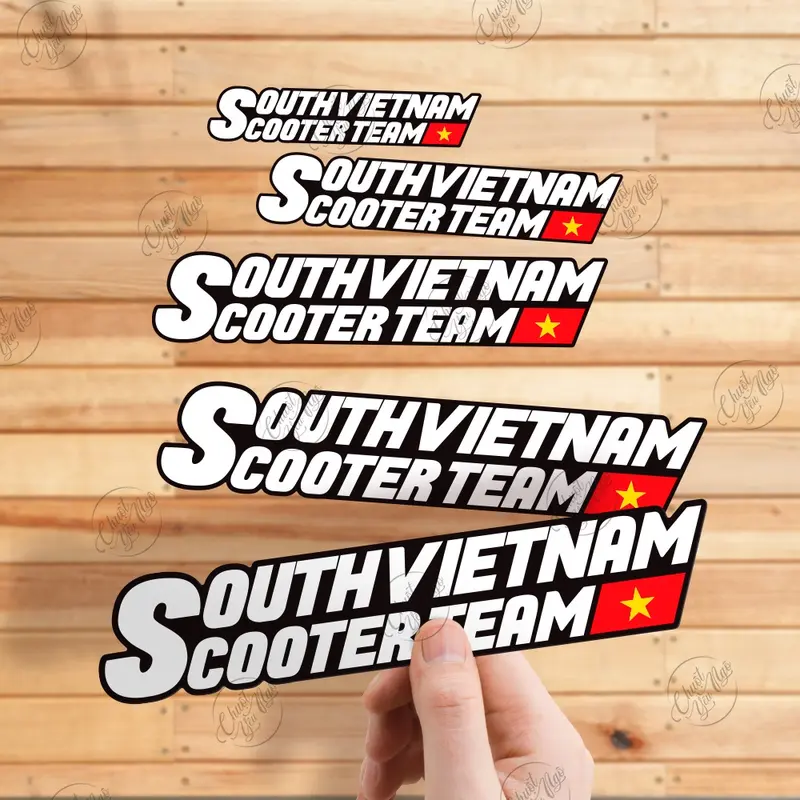 Combo 2/4 tem logo decal tem sticker hội nhóm xe tay gas dán trang trí xe máy SOUTH VIETNAM SCOOTER TEAM Nhãn Dán 6
