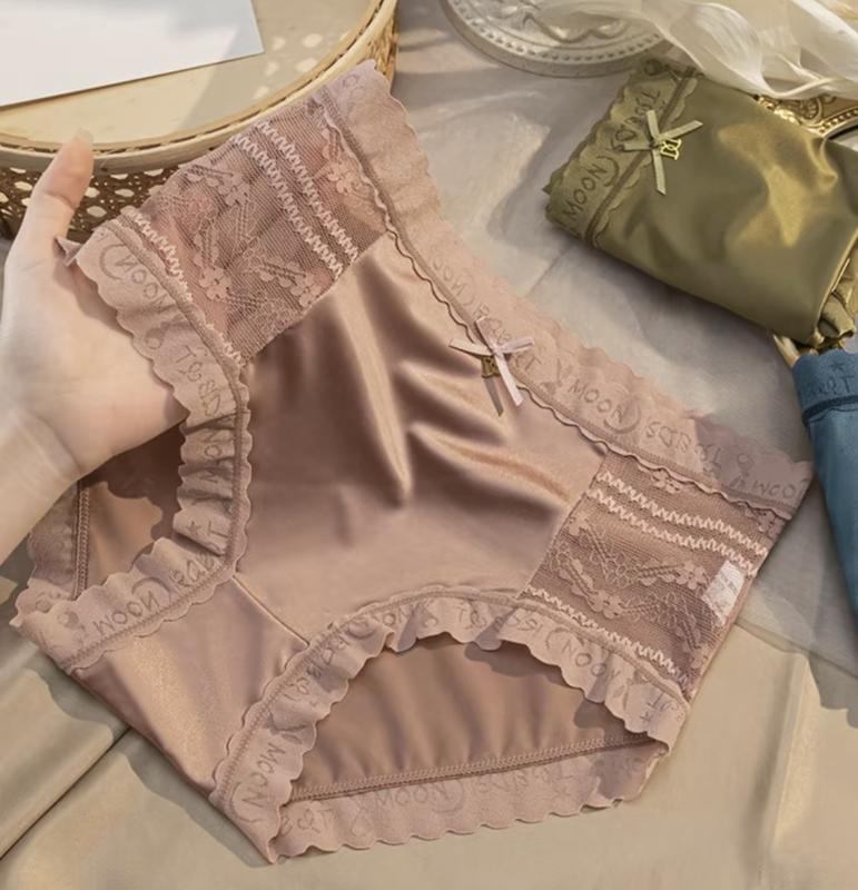 Combo 5-10 Quần Lót Nữ Lụa Satin Viền Sóng Cạp Cao, Gen Bụng, Nâng Mông, Tàng Hình, Chất Mát Lạnh Mềm Mịn Bigsize Đến 89kg Cotton Women