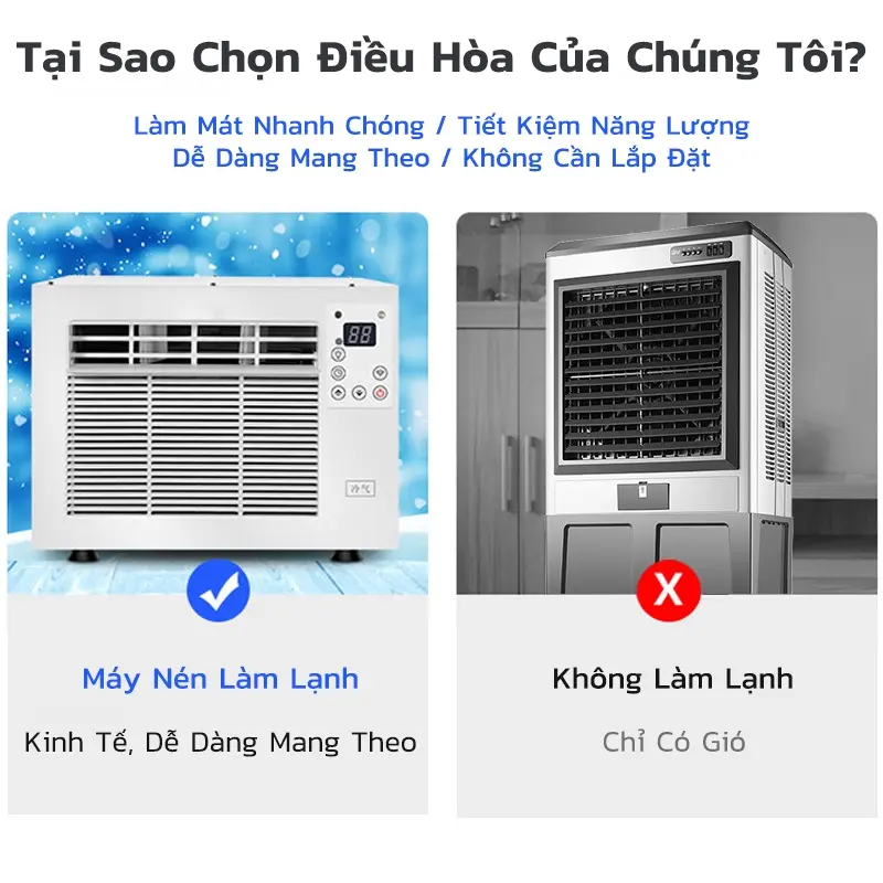 Điều Hoà Di Động Mini 3000BTU cho lều, phòng nhỏ, Máy Nén Gas R290,Làm Mát Nhanh Chóng 3