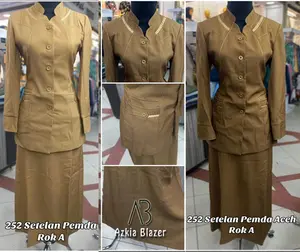 BLAZER PEMDA MUDA DAN PEMDA TUA SETELAN KHUSUS ROK A 252 KRAH SHANGHAI BRAND AZKIA Lengan panjang Polos Poliester Bisa Dicuci Dengan Mesin