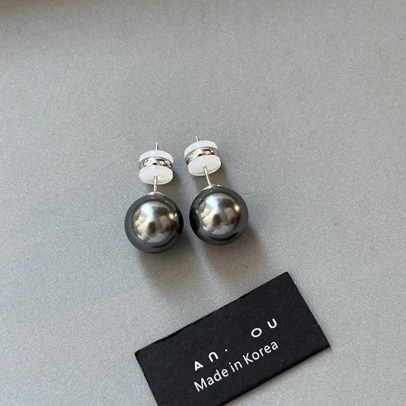 Bông Tai Đinh tán, Bạc Sterling Bạc Gai Dầu Cực Quang, Màu Xám Đen Ngọc Trai, Dành Cho Phụ Nữ, Thích Hợp Cho Mùa Thu Và Mùa Đông, Bông Tai Cao Cấp 7