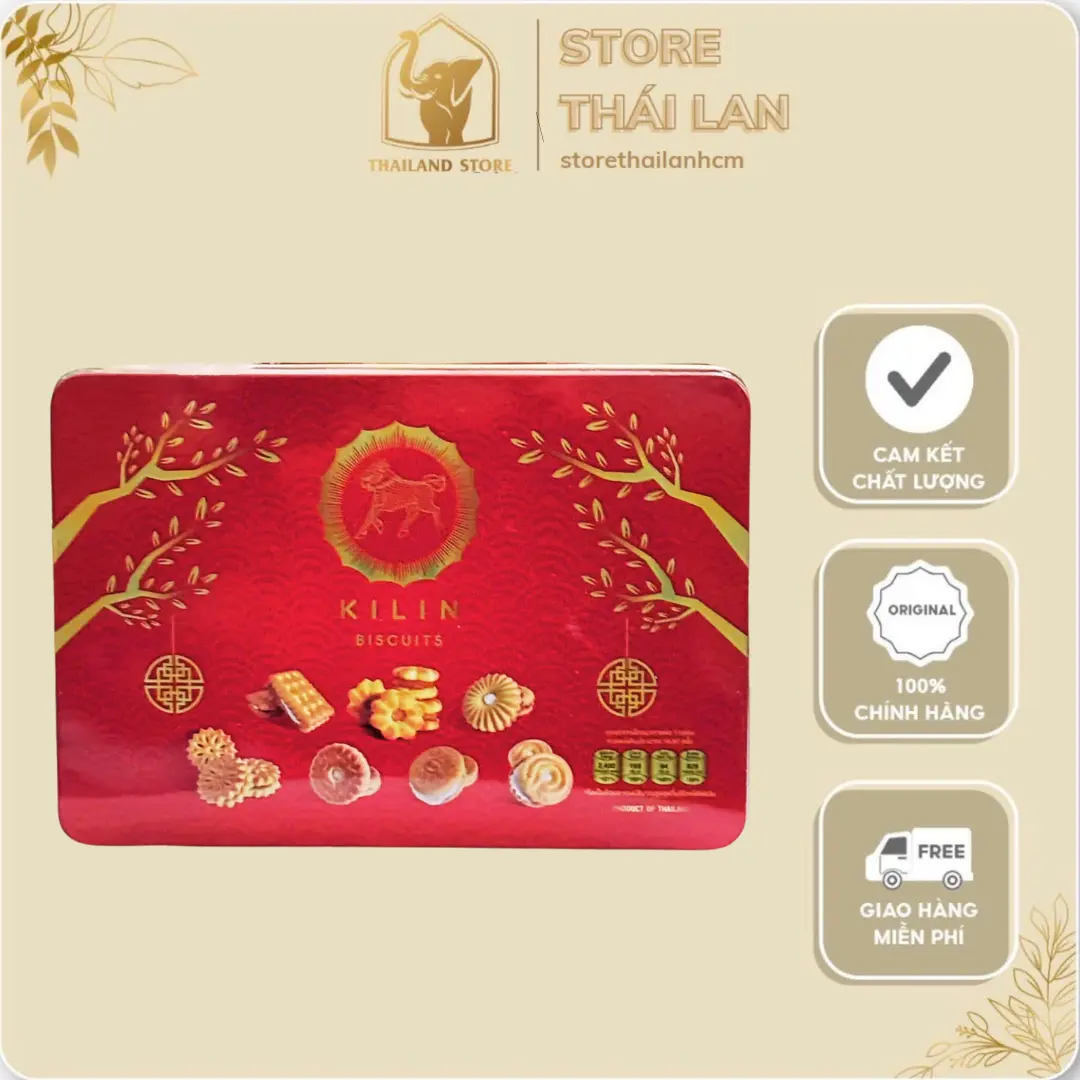 Hộp Thiếc Bánh Quy Kilin Nhân Tổng Hợp - Hương Vị Truyền Thống Cho Ngày Tết