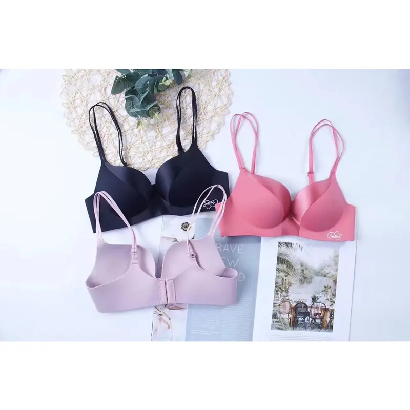 Push Up Bra Motif Polos Deep V 097 Size 34 36 38 Bahan Kualitas Premium Serat Kapas Spandeks Seamless Tidak Membekas Tali Anti Melorot Tidak Nyeplak Jiplak BH Pengait 3 Busa Tipis Tanpa Kawat Remaja Wanita Perempuan Dewasa Cewek Sexy Seksi Pakaian Dalam 2