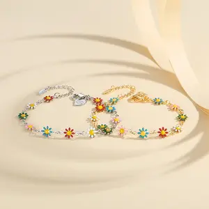 Y246 Gelang Daisy Desain Titanium Sederhana Fashion Wanita Asesoris Bracelets Bracelets