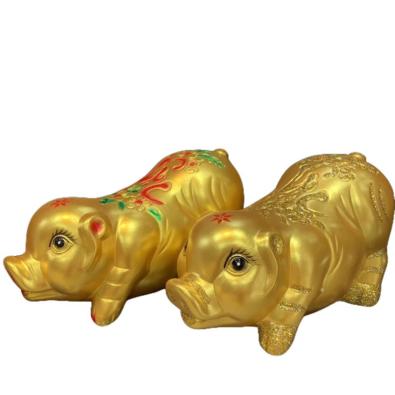 Heo Đất Nằm Lộc Nhũ Vàng Gold- Ống Tiết Kiệm Ống Heo Đựng Tiền