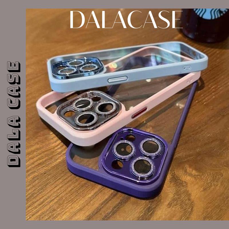 Ốp Lưng Camera Nhũ Viền Màu, Lưng Cứng Trong Suốt N0060 Kèm Mèo - cho ip Xs, XsMax, IP11, 11ProMax, IP12, 12ProMax, IP13, 13ProMax, IP14, 14ProMax Kem