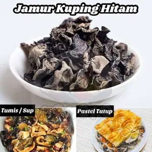 TERMURAH! 50gram MURAH jamur kuping hitam kering / premium dried black fungus herbal asli Topping Dimsum Tahu Bakso Kriwil