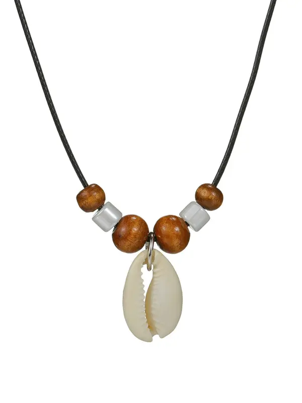 Boho Style Shell & Beaded Decor Pendant Necklace, Vintage Beaded Necklace for Women & Men, Fashion Jewelry for Party, Trendy All-match Jewelry for Birthday Gift 4