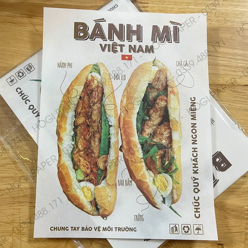 100 tờ giấy gói bánh mì HOGI, giấy gói bánh, thực phẩm, sandwich đa năng, an toàn, bảo vệ môi trường 5