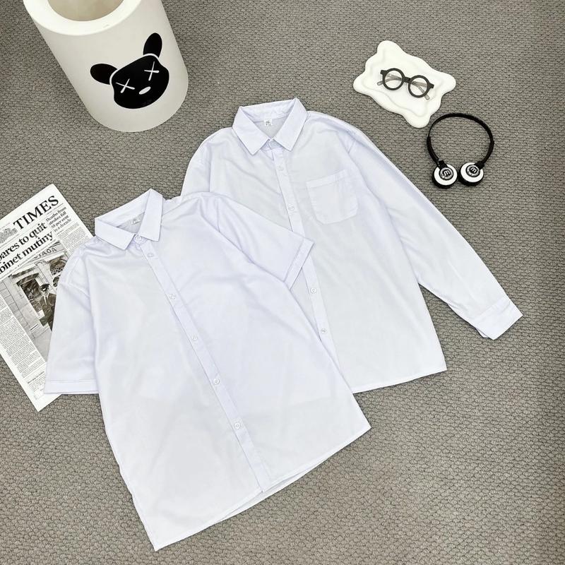 Áo Sơ Mi Trắng Học Sinh, Áo Trắng Đi Học Cộc Tay, Dài Tay Dành Cho Nam Nữ Đủ Độ Tuổi Từ Lớp 1 Tới Lớp 12 Giá Xưởng