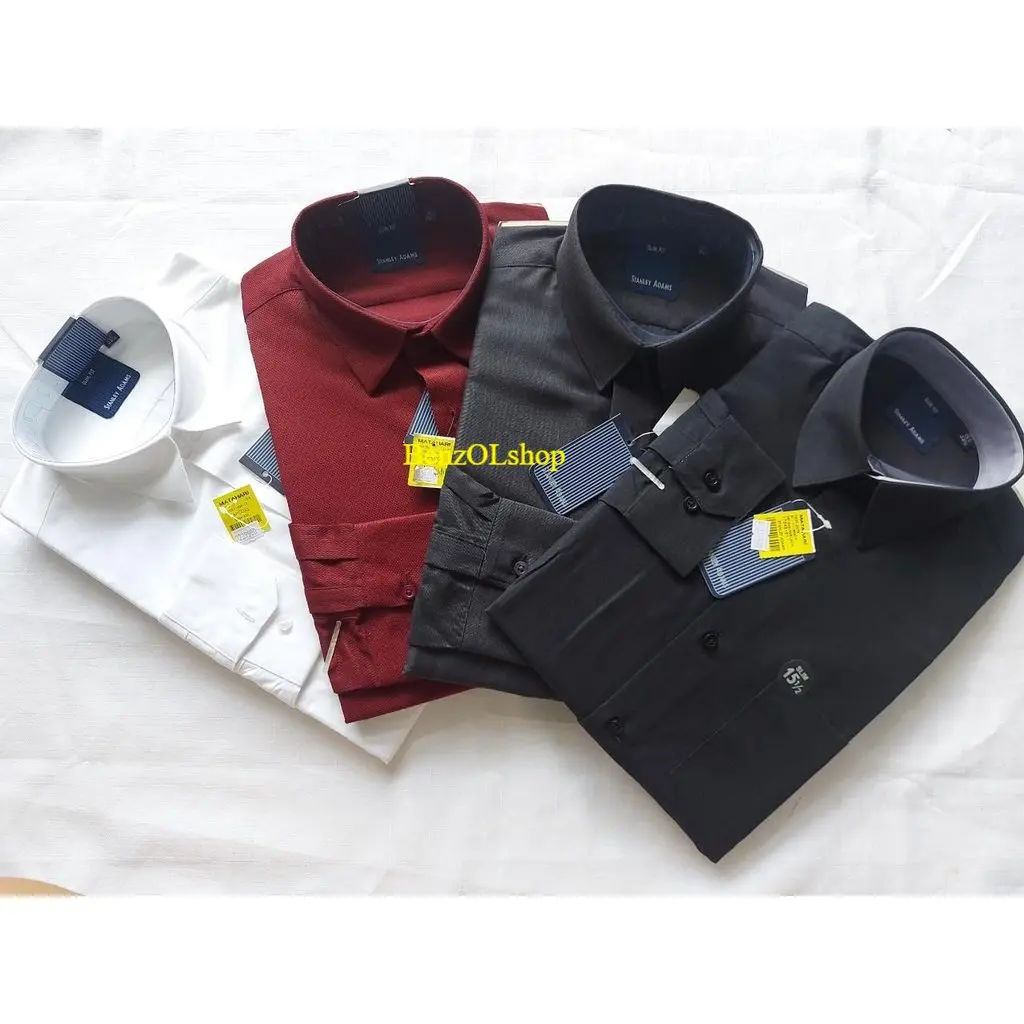 ST4NL3Y 4D4MS - SLIMFIT - Kemeja Formal Pria - Lengan Panjang - POLOS