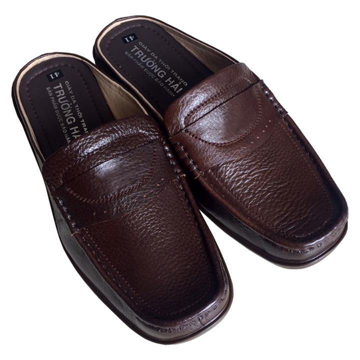  Sục nam da bò đai ngang Trường Hải có hai màu thời trang nam cao cấp S140  GiàY DéP Đế Bằng 