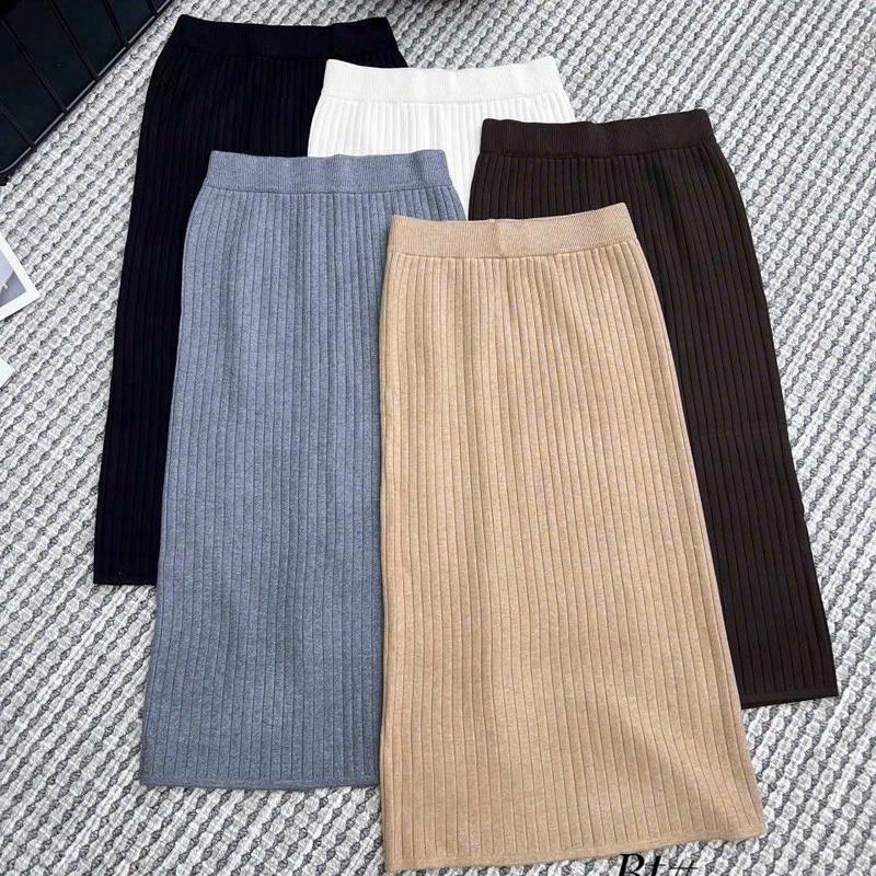 Chân Váy Len Dài Xẻ Sau Hàng QC Dài 68cm Nữ,Mặc Thu,Đông dễ phối đồ