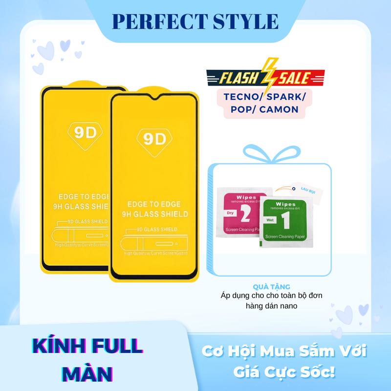 Kính Cường Lực Full Màn cho Tecno Pova Neo 2 3 4 5 pro Spark 6 go 7 7T 8C 10 pro 2023 2024 Pop 5 LTE Camon 19 20 pro Phụ Kiện Titan