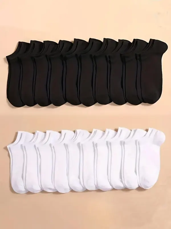 Women's 20 Pairs Solid Ankle Socks, Basic Casual Breathable Comfort Cozy Low Cut Socks for All Seasons, Winter Clothes Women, Women's Socks for Daily Wear 2