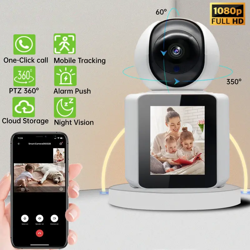 2024 New 1080P CCTV Two-Way Visual Surveillance Camera Hd Video Intercom Call Camera Head with Display Screen for Home Security Audio Button Sd  Device