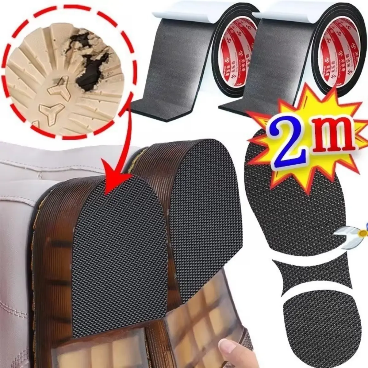 1M/Roll Sole Anti-skid Sticker Self-adhesive Sole Silent Tape Sole Protector Mat Anti-slip Wear-resistant High Heel Care Bottom Patch Shoe Repair Pads Accessories