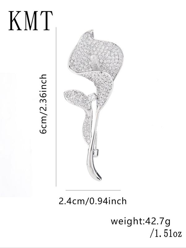 Creative Lotus Design Brooch, Artificial Zircon Decor Fashion Brooch for Women & Girls, Trendy All-match & Exquisite Brooch for Birthday Gift 5