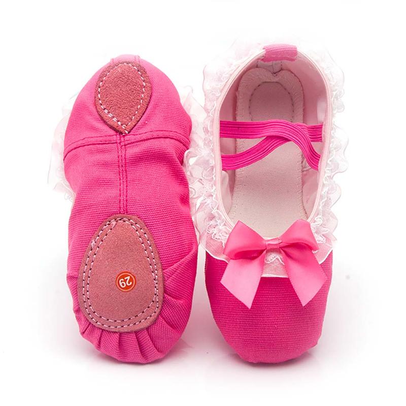 Product Introduction of Kid Girls Children Ballet Dance Shoes Women Adult Lace Bow-knot Canvas Soft Sole Ballet Shoes Ballet Slippers #450456 36