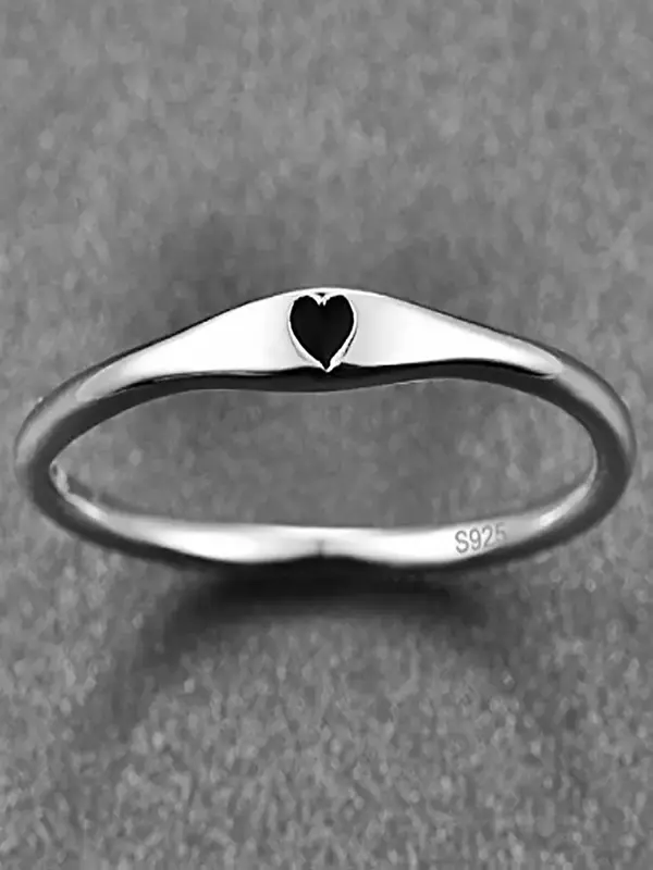 S925 Sterling Silver Heart Design Ring, Fashion Jewelry for Party, Daily Clothing Decor, Trendy All-match & Exquisite Jewelry for Birthday Gift 3
