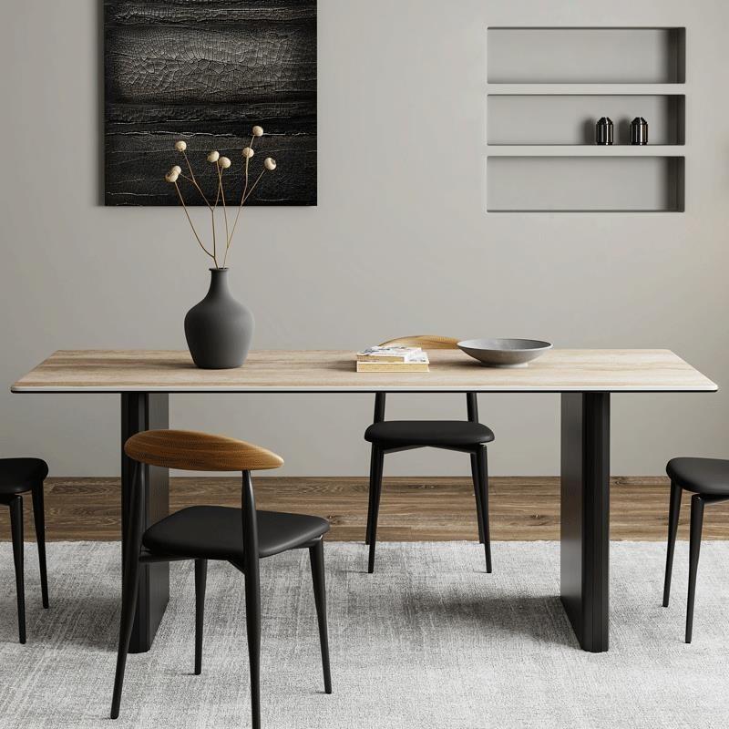 Dining Table Sintered Stone Set Simple Home  Meal Designer High-End Imported Rectangular Rectangular Hole Simple Design Square 1