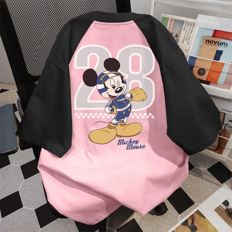 Áo Cotton, Phong Cách Ngọt Ngào Dễ Thương, In Hình Mickey 28, Ngoại Cỡ, Cổ Thuyền Raglan, Dành Cho Nam Và Nữ, Unisex