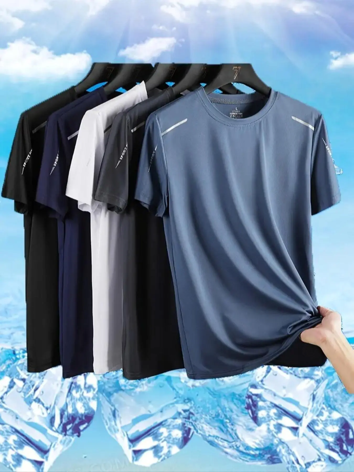 Men's Letter Print Short Sleeve Tee, Regular Fit Casual Sporty Round Neck T-Shirt for Daily Outdoor Wear, Men's Top for All Seasons