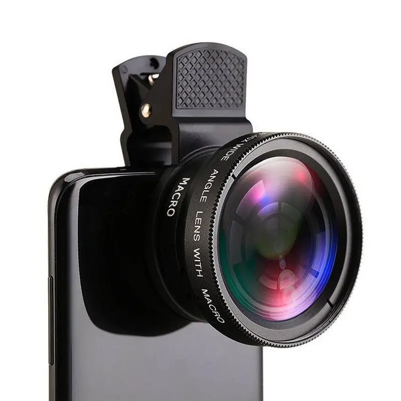 Ống kính điện thoại di động, Thông Dụng Clip-On, Ống kính góc rộng 0,45X, Ống kính macro 12,5X, Độ phân giải HD, Tương thích với iPhone, Samsung và hầu hết các điện thoại thông minh Android