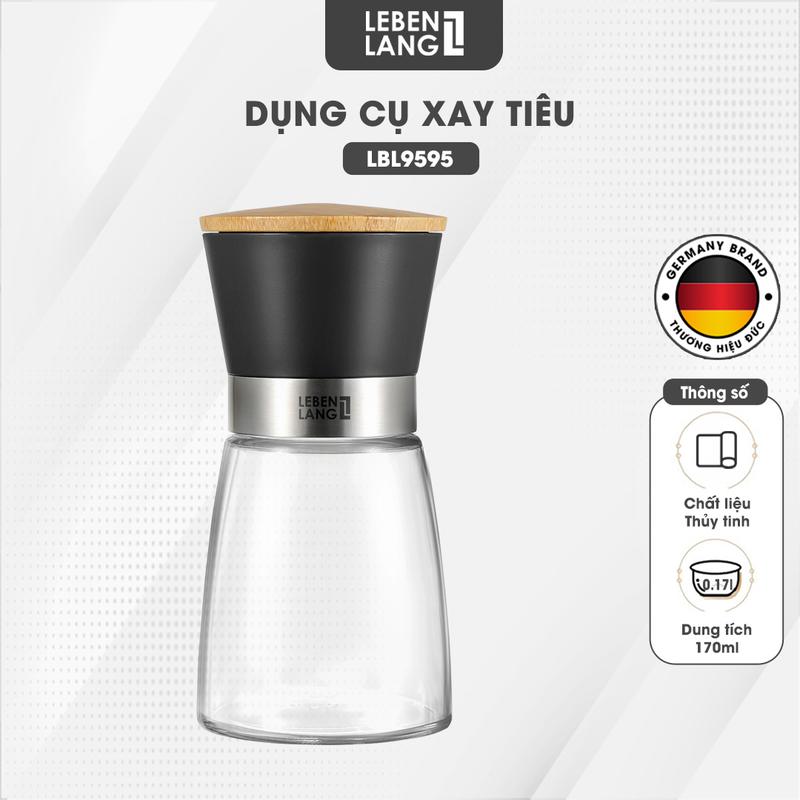  Lọ xay tiêu cầm tay thủy tinh dụng cụ xay tiêu Lebenlang LBL9595 dung tích 170ml nhỏ gọn tiện lợi - hàng chính hãng 