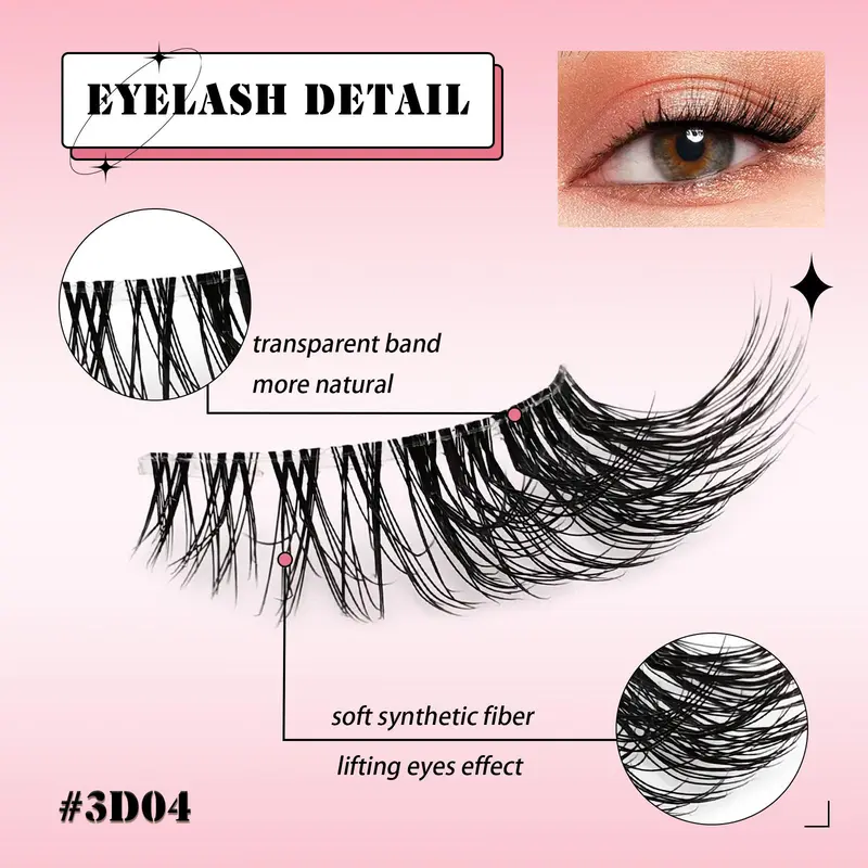 Fluffy False Eyelashes, 10 Pairs Natural Half-eye Curling Wispy Faux Cluster Lashes, Volumized False Eyelashes for Women and Girls, Makeup, Thick Volume 7