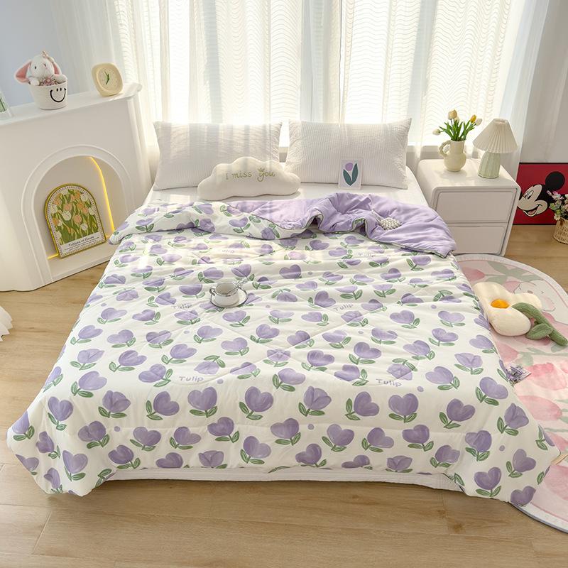 Product Introduction of Summer cotton blanket, soft soybean fiber, absorbs sweat.Four season office blanket 21