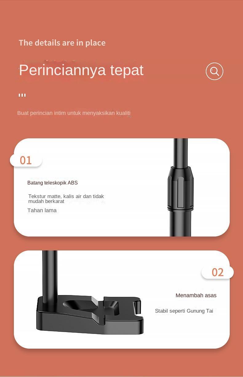 Product Introduction of Pemegang Telefon Selfie Malas, Ketibaan Baru, Main Langsung Douyin, Pendirian Berputar Dua Kedudukan Boleh Laras, Mengangkat, Sesuai untuk Meja, Phone Holder 14