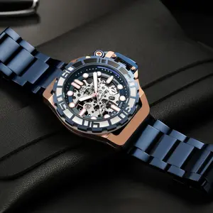 Evans Jayden Jam Tangan Pria 9630 Rantai Automatic Movement Stainless Steel Kaca Sapphire Chronograph Water Resistant 5 ATM